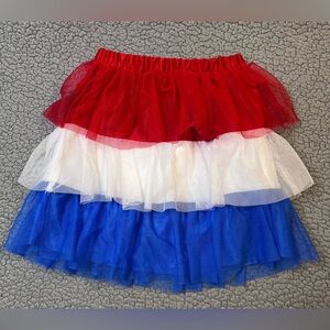 Wonder Nation Little Girls Patriotic Mesh Skirt Size Small 6x Red, White & Blue